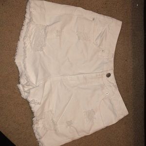 high rise white jean shorts